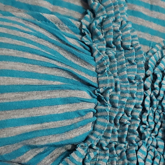 Candie's Striped Strappy Blue/Gray Summer Tank Top w/Ruffles Sz M - Picture 8 of 9